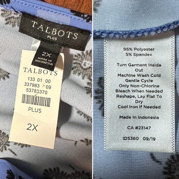 Talbots Blue Floral Jersey Faux Wrap Dress Womens Plus Size 2X NWT Spring Office - Picture 17 of 17